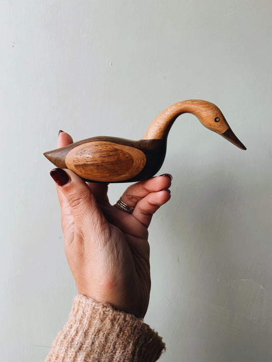 Rustic Hand~carved Wooden Duck Ornament