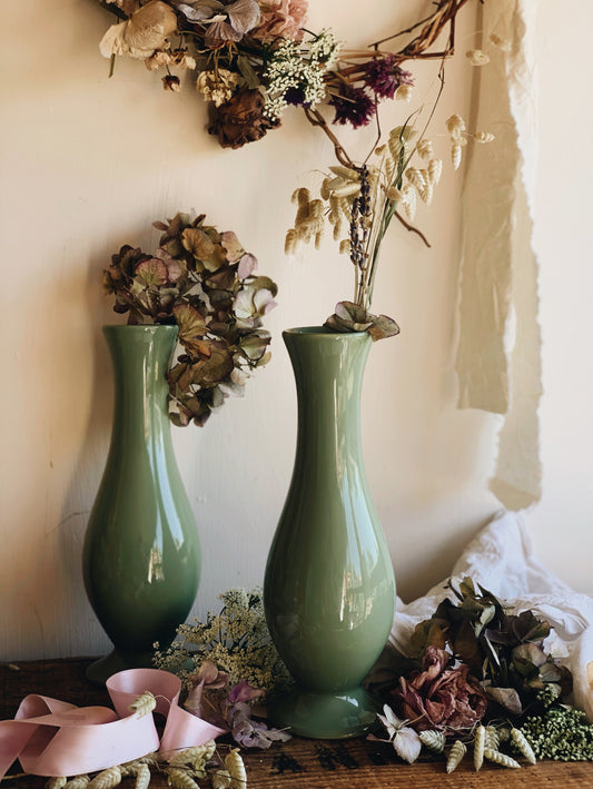 Green Ceramic Vase (two available & sold separately)