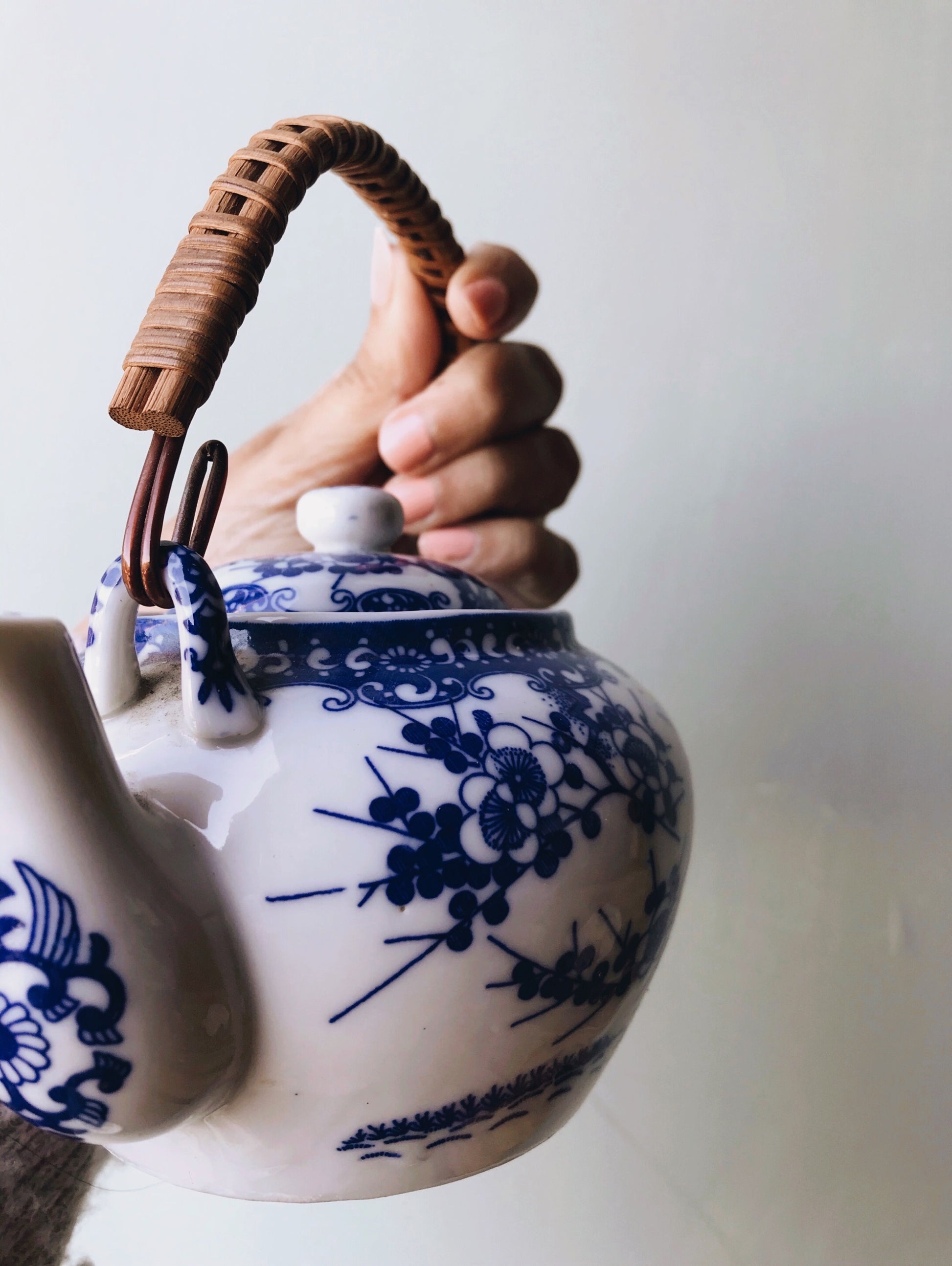 Vintage Oriental Teapot - Stone & Sage 