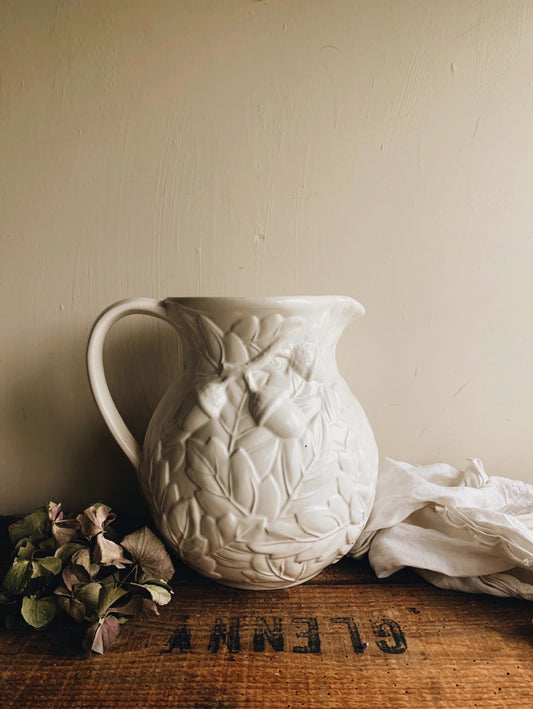 Large Vintage Acorn Relief Vase / Jug