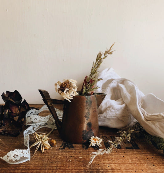 Antique Brass, Copper & Wooden Jug