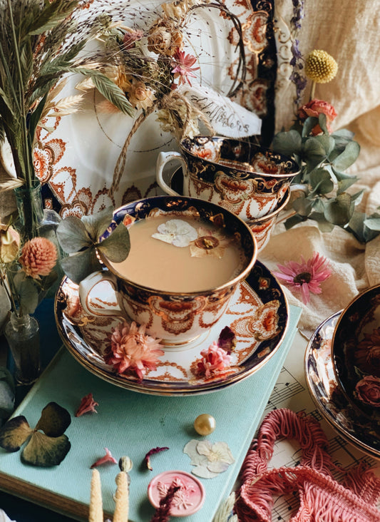Early Antique 1900’s Royal Albert Crown China Imari Cup & Saucer Set (four sets available sold separately)