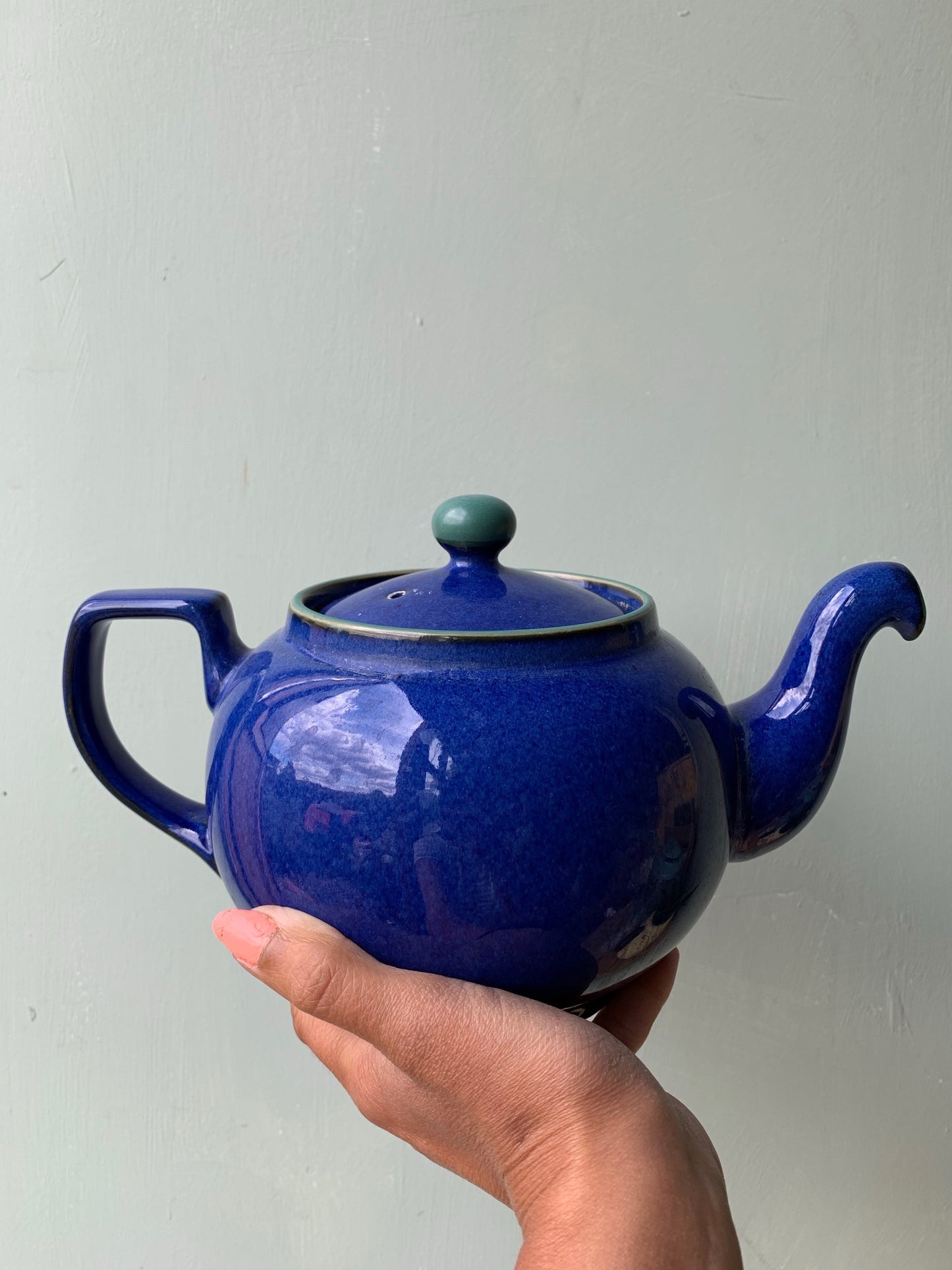 Vintage Blue & Green Ceramic Denby Metz Tea~pot