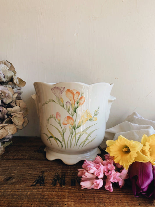 Vintage Freesia Floral Planter