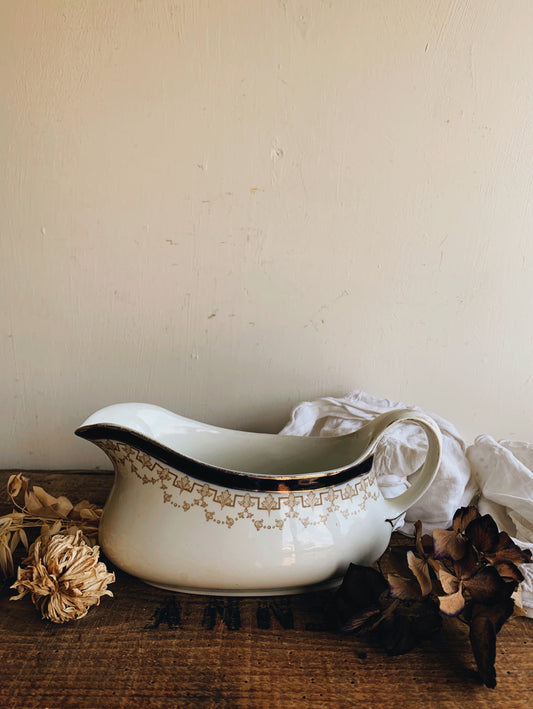 Antique Bleu De Roi Meakin Boat