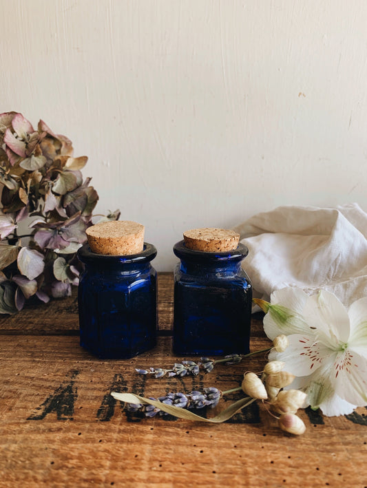 Two Vintage Cobalt Blue Glasses Pots