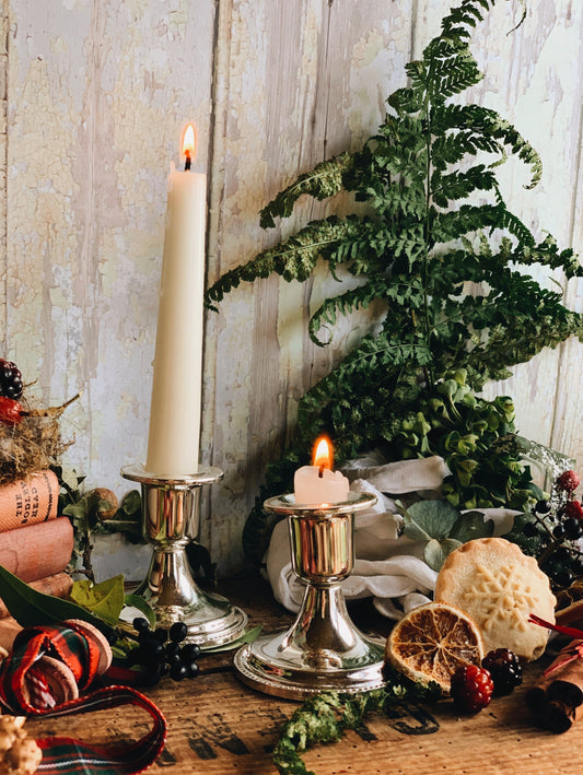 Two Silver (plated) Candle Holders