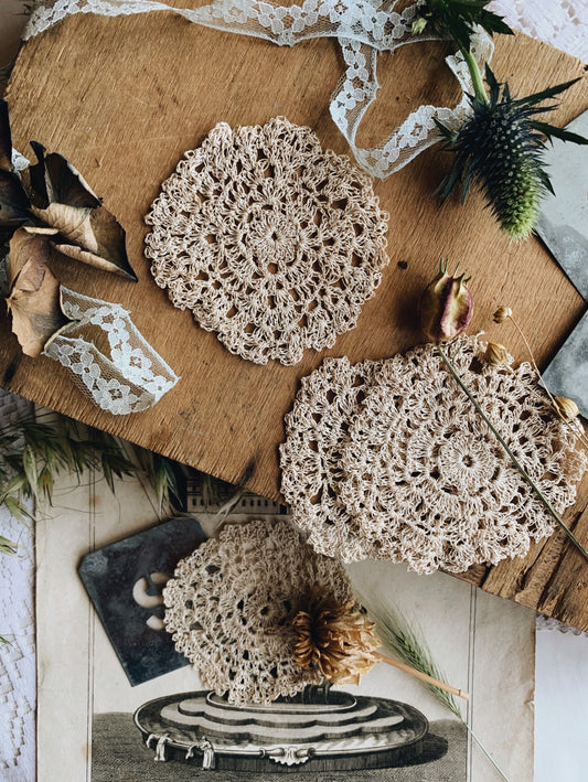 Four Antique Tatted Doilies
