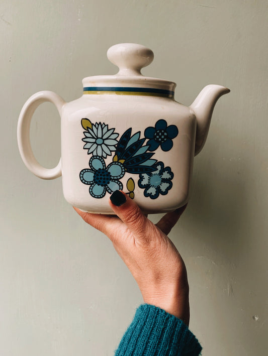 1970’s Taunton Blue Floral Ceramic Teapot