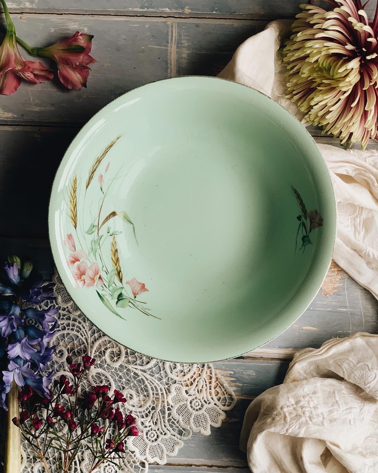 Vintage Mint Green Harvest Alfred Meakin Bowl