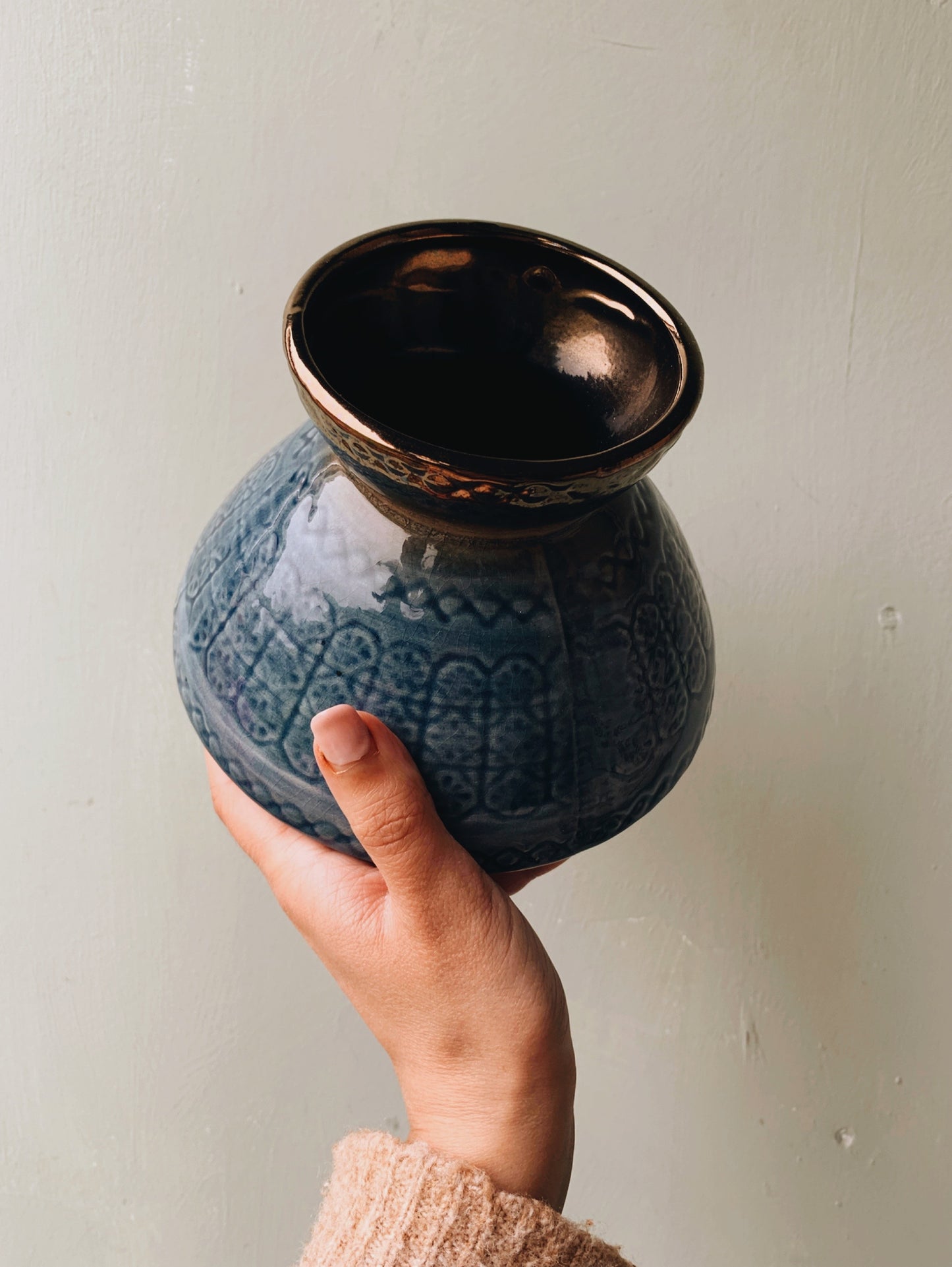 Rustic Blue Decorative Ceramic Blue Vase