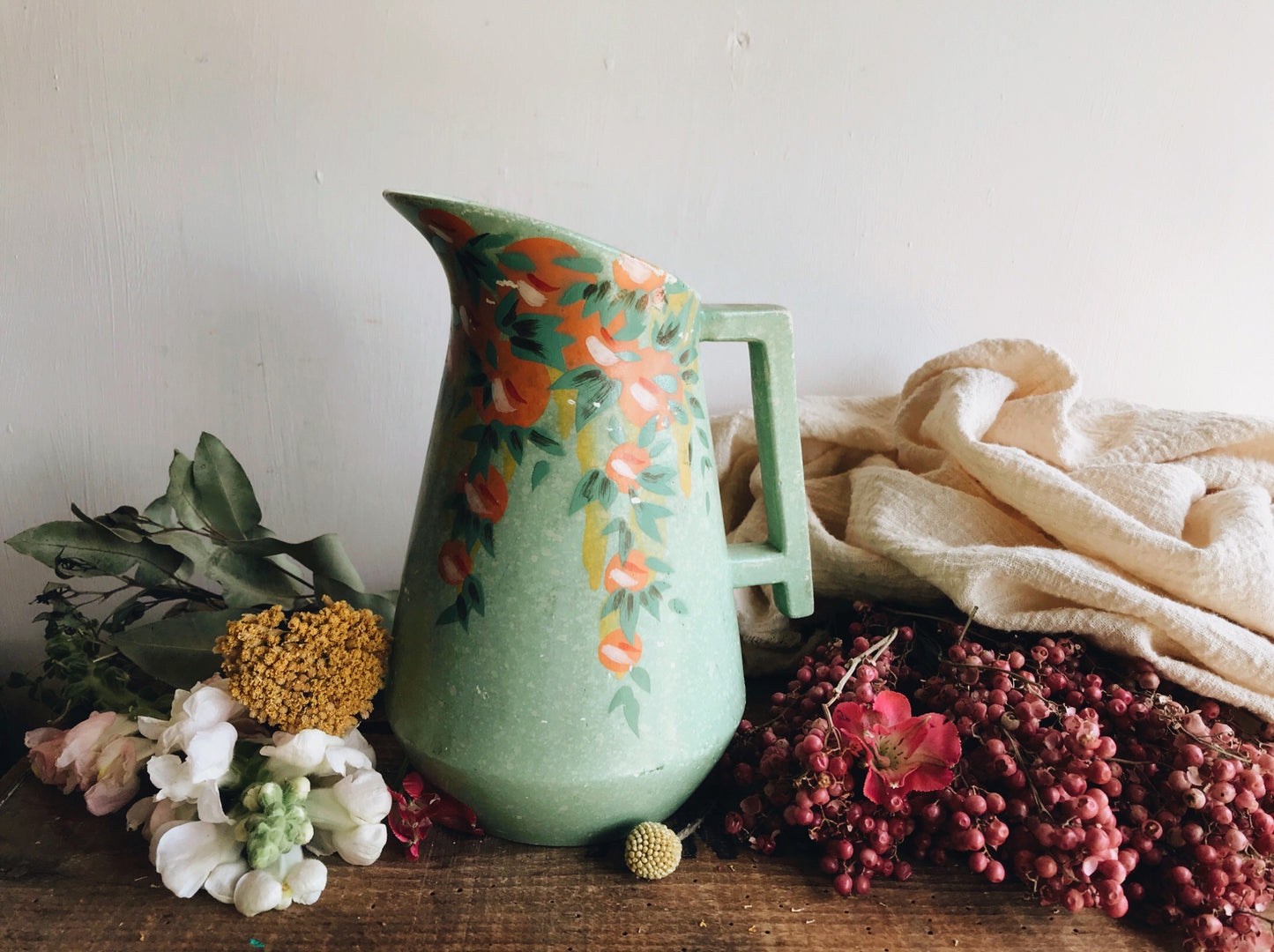 Vintage Green Camden Floral Jug