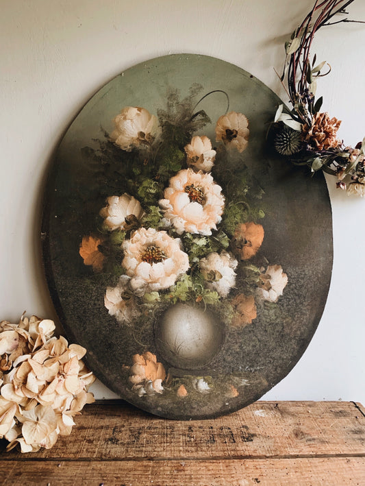 Vintage J. Cooper Floral Oil Painting