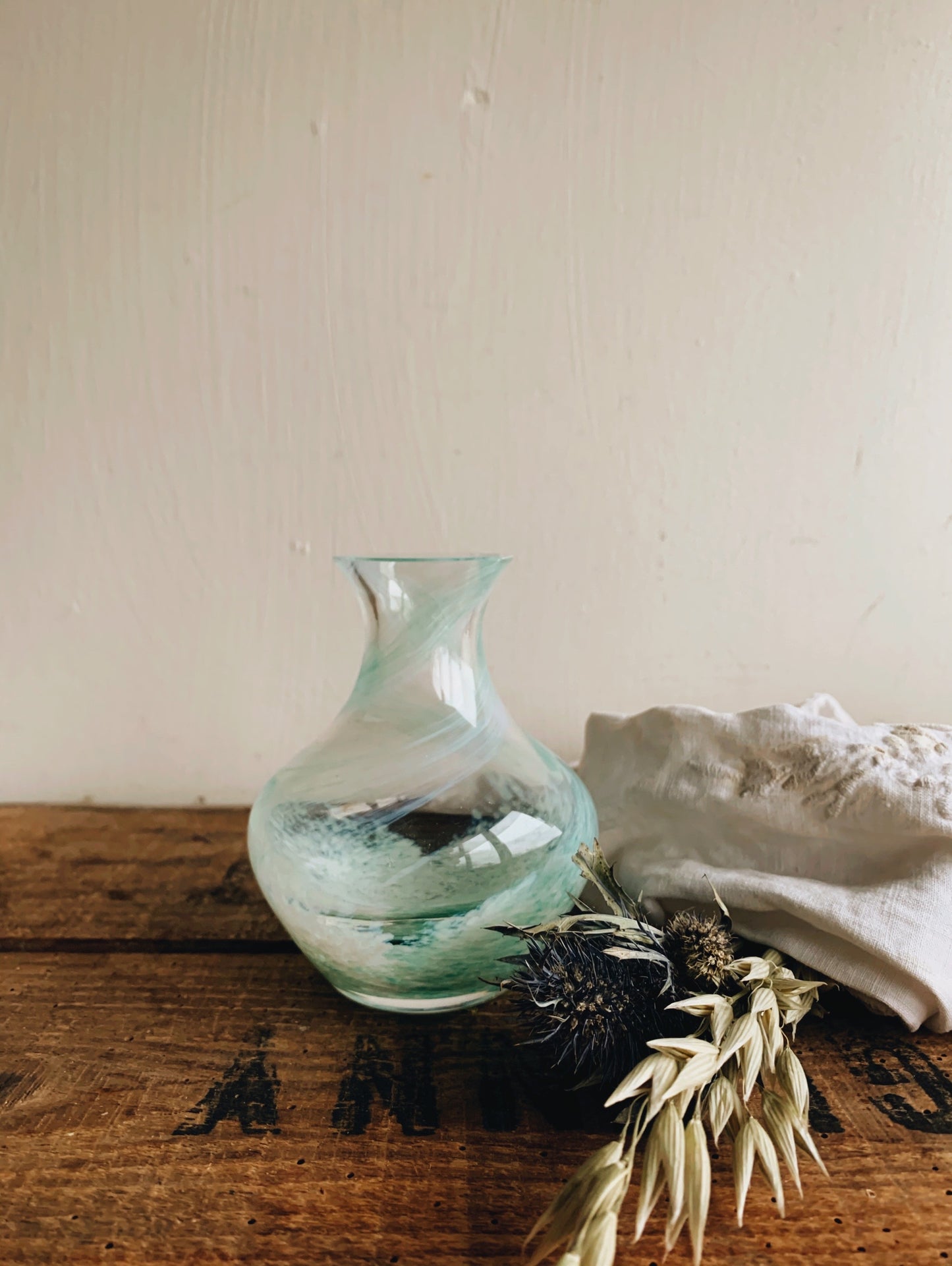 Vintage Blue / Green Marble Swirl Posy Vase