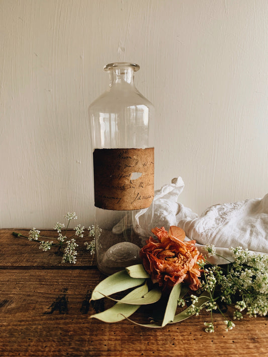 Large 1800’s Apothecary Bottle (original label)