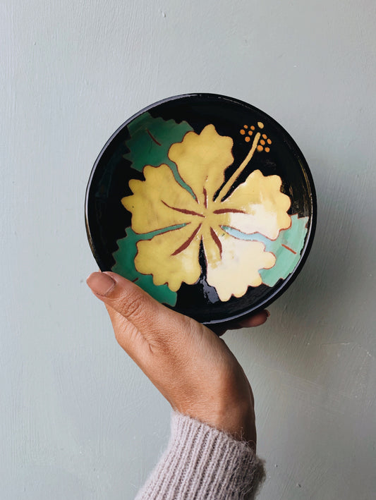 Rustic Terracotta Yellow Flower Bowl