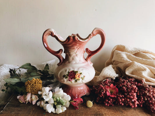 Vintage Pink Rocco Rose Vase