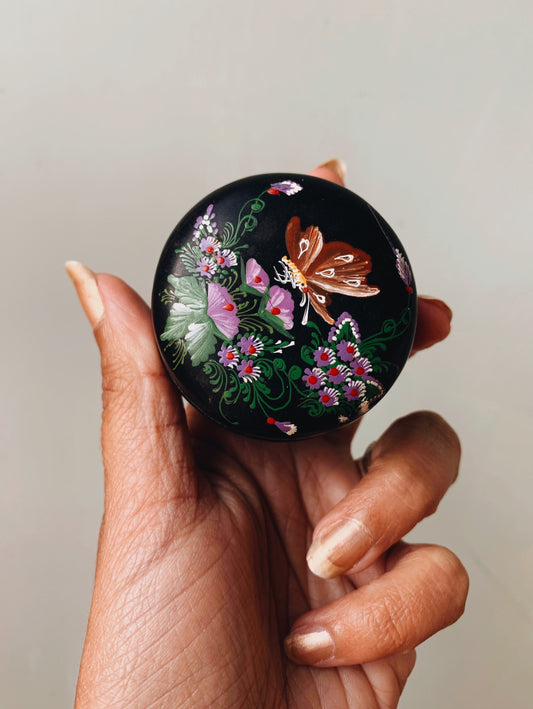 Vintage Wooden Hand Painted Butterfly Pot