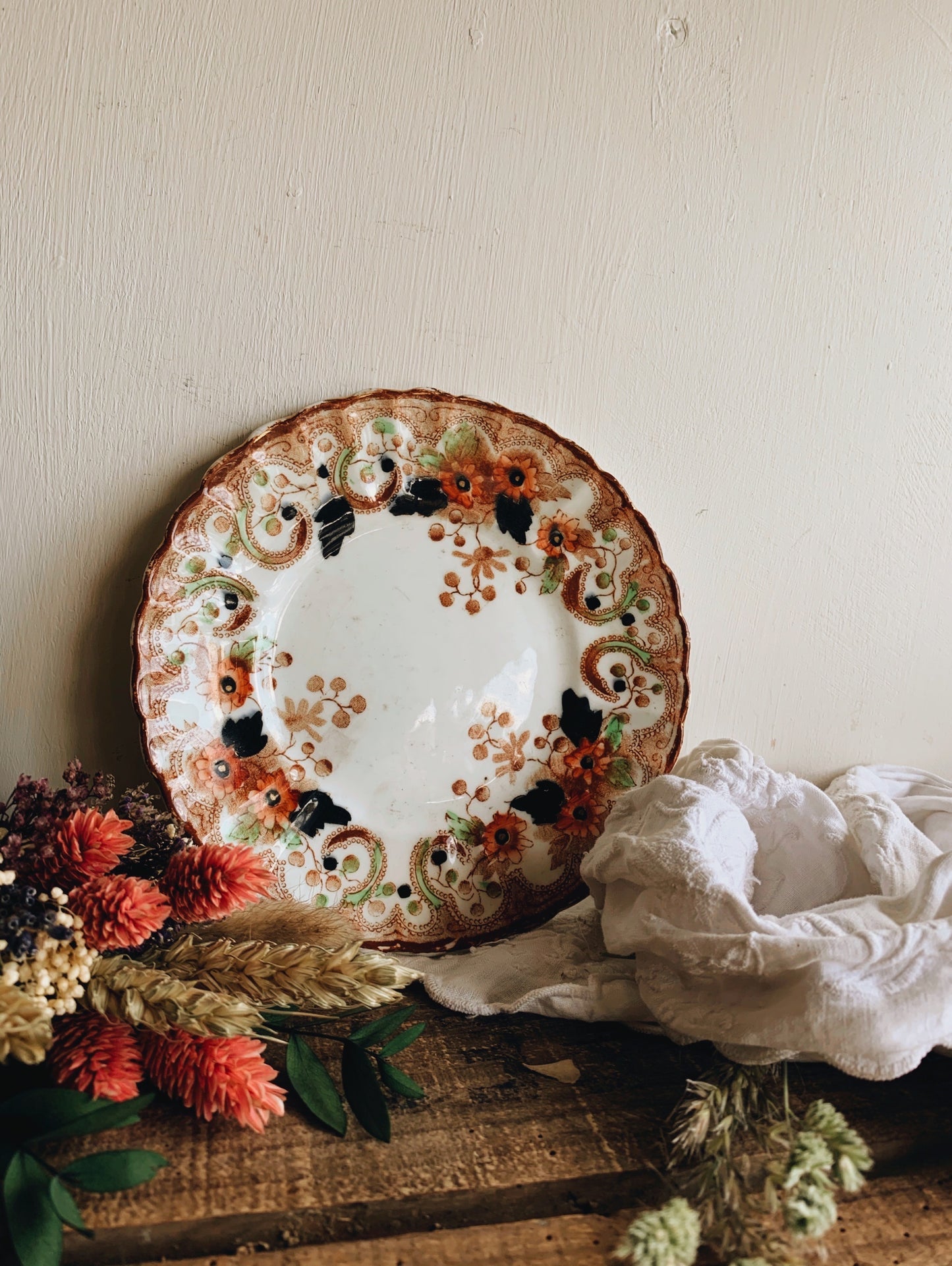 Antique Alexandra Hand~engraved Floral Side Plates
