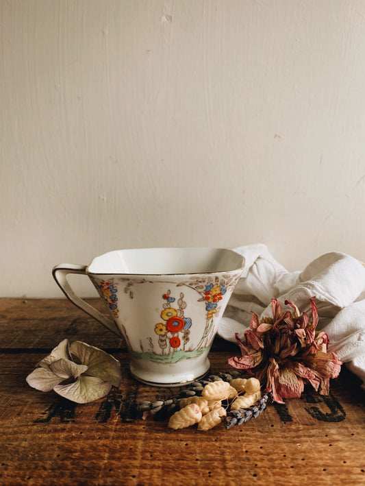 Vintage Royal Stewart Engraved / Hand~ painted Floral Cup