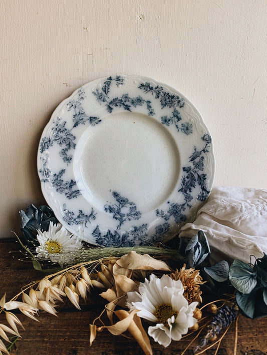Antique Porcelain Ford Sandon Blue Floral Plate