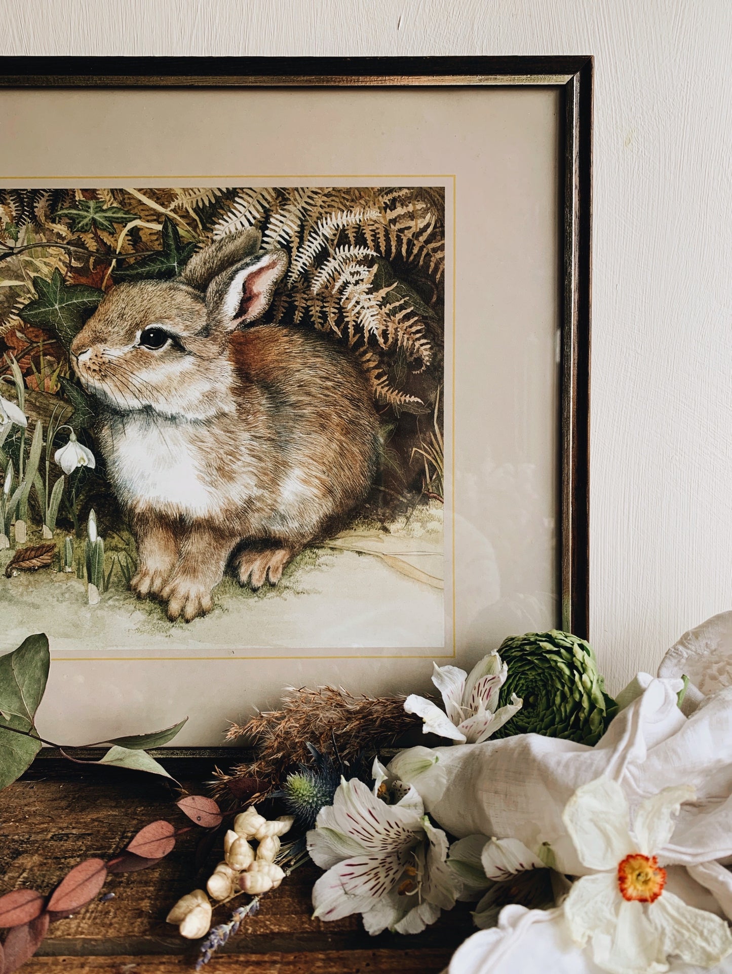 Large Vintage Elizabeth Walsh Rabbit Print Framed (UK SHIPPING ONLY)