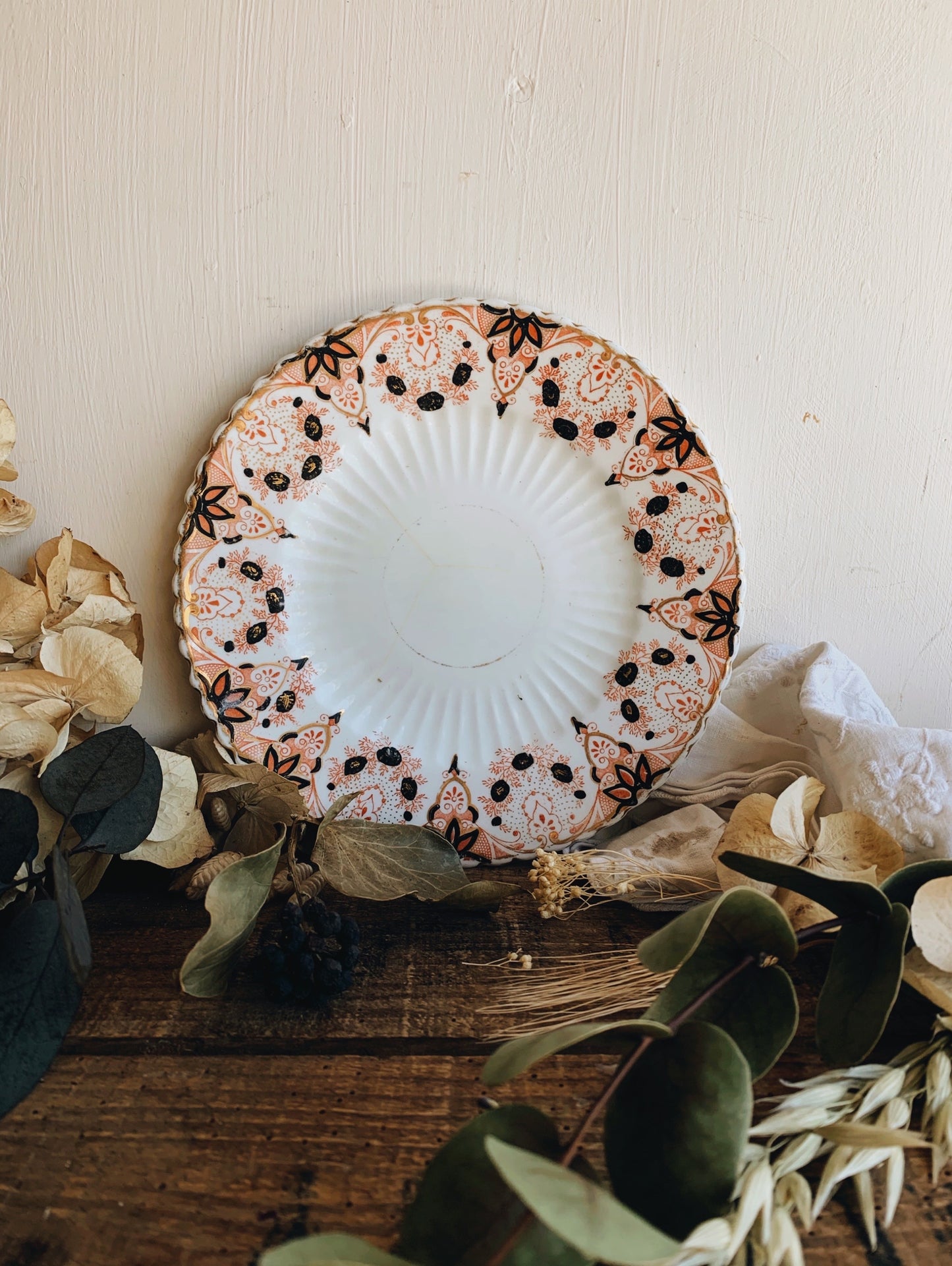 Antique Gilt Orange Floral Plates (sold separately UK shipping only)