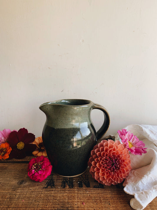 Rustic Hand~thrown Green Jug