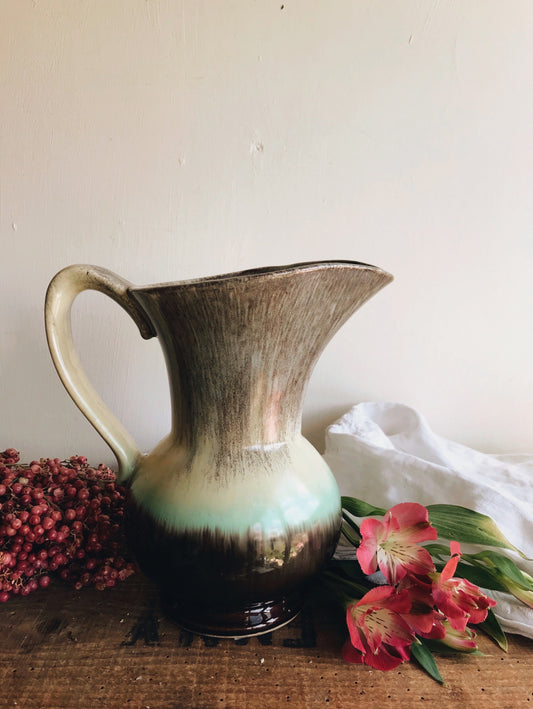 Vintage German Green & Brown Marble Glaze Jug