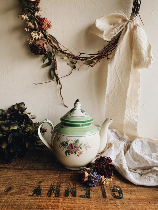 Antique Booyn’s Rose Teapot with Staple Repair