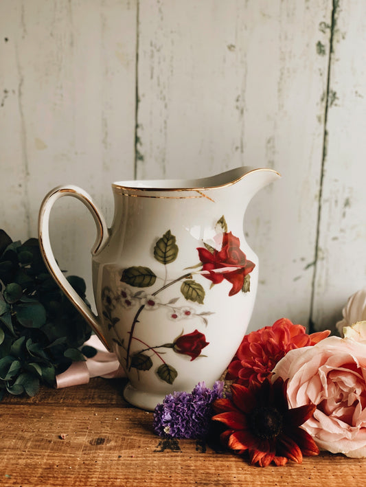 Vintage Rose Jug with Gilt Detailing