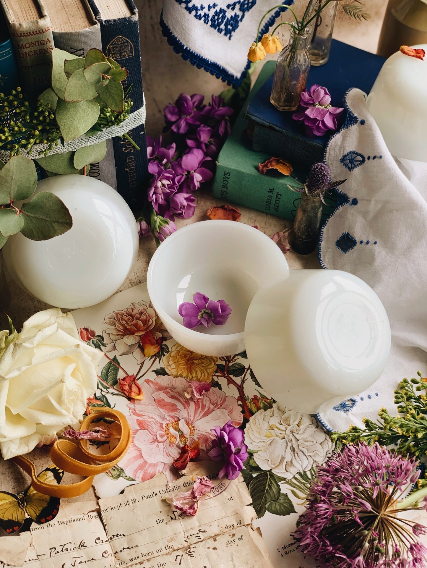 Vintage Anchor Hocking Milk Glass Dishes (four available sold separately)