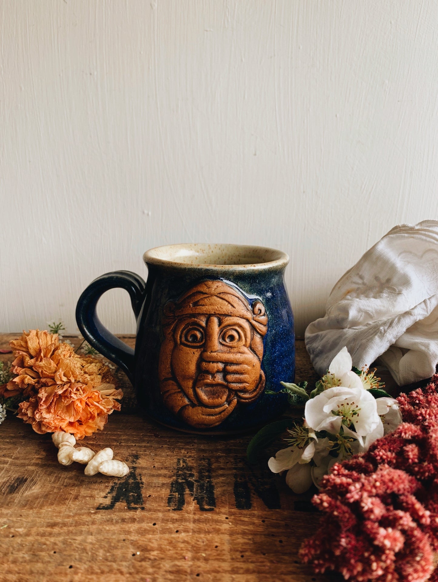 Rustic Hand~thrown Blue Glazed Mug