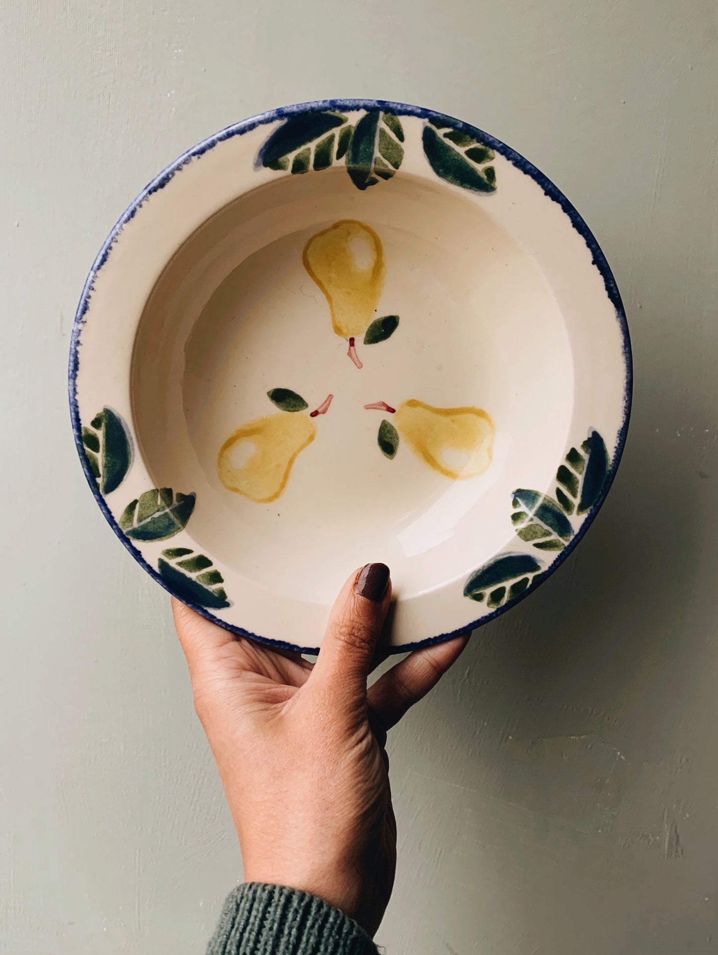 Rustic Poole Hand~painted Pear Bowl