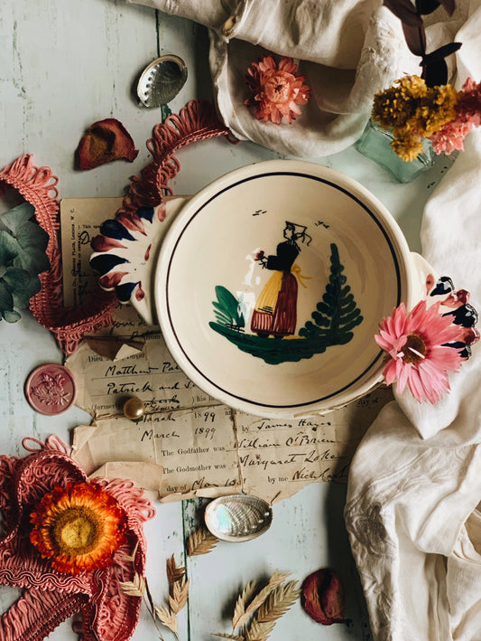 Vintage Folksy Porridge Bowl