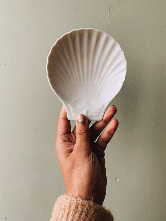 Vintage French Floral She’ll Porcelain Dish (two available & sold separately)