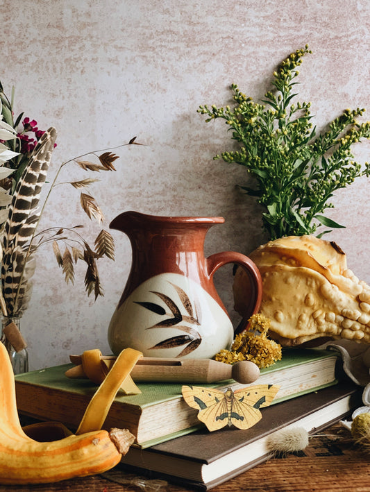 Rustic Botanical Terracotta Jug