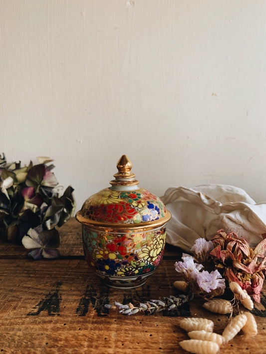 Vintage Gilt Floral Eastern Pot with Lid