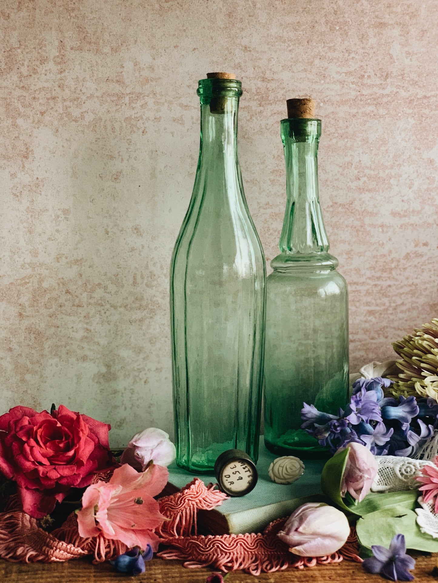 Two Vintage Green Bottles