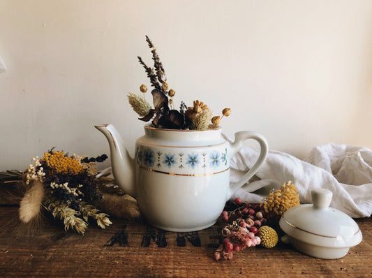 Vintage Small Blue Floral Teapot