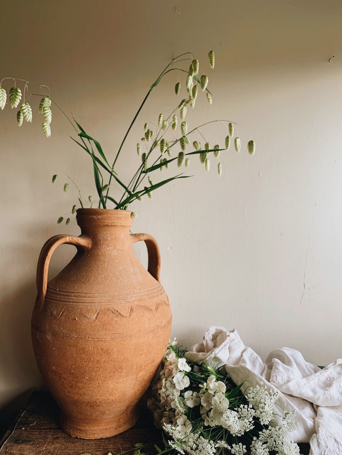 Large Terracotta Vase With Handles ~ decorative detailing (UK SHIPPING ONLY VERY HEAVY & LARGE)