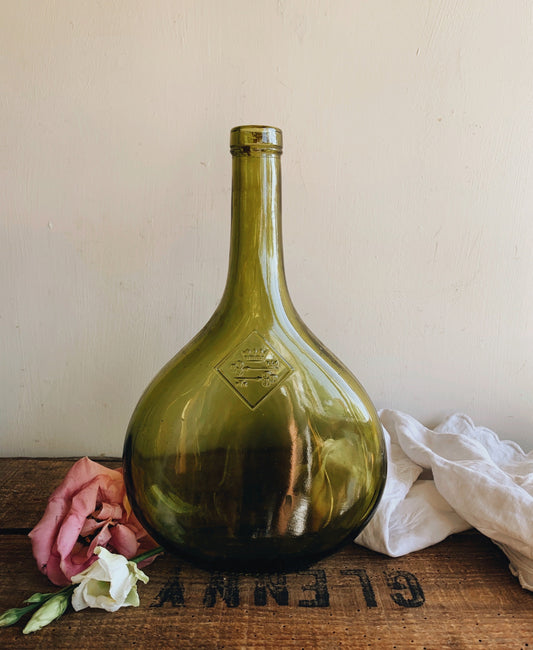 Large Vintage French Green Bottle