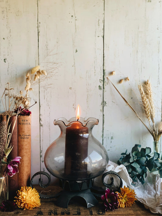 Vintage Glass Candle Lantern Holder (UK SHIPPING ONLY)