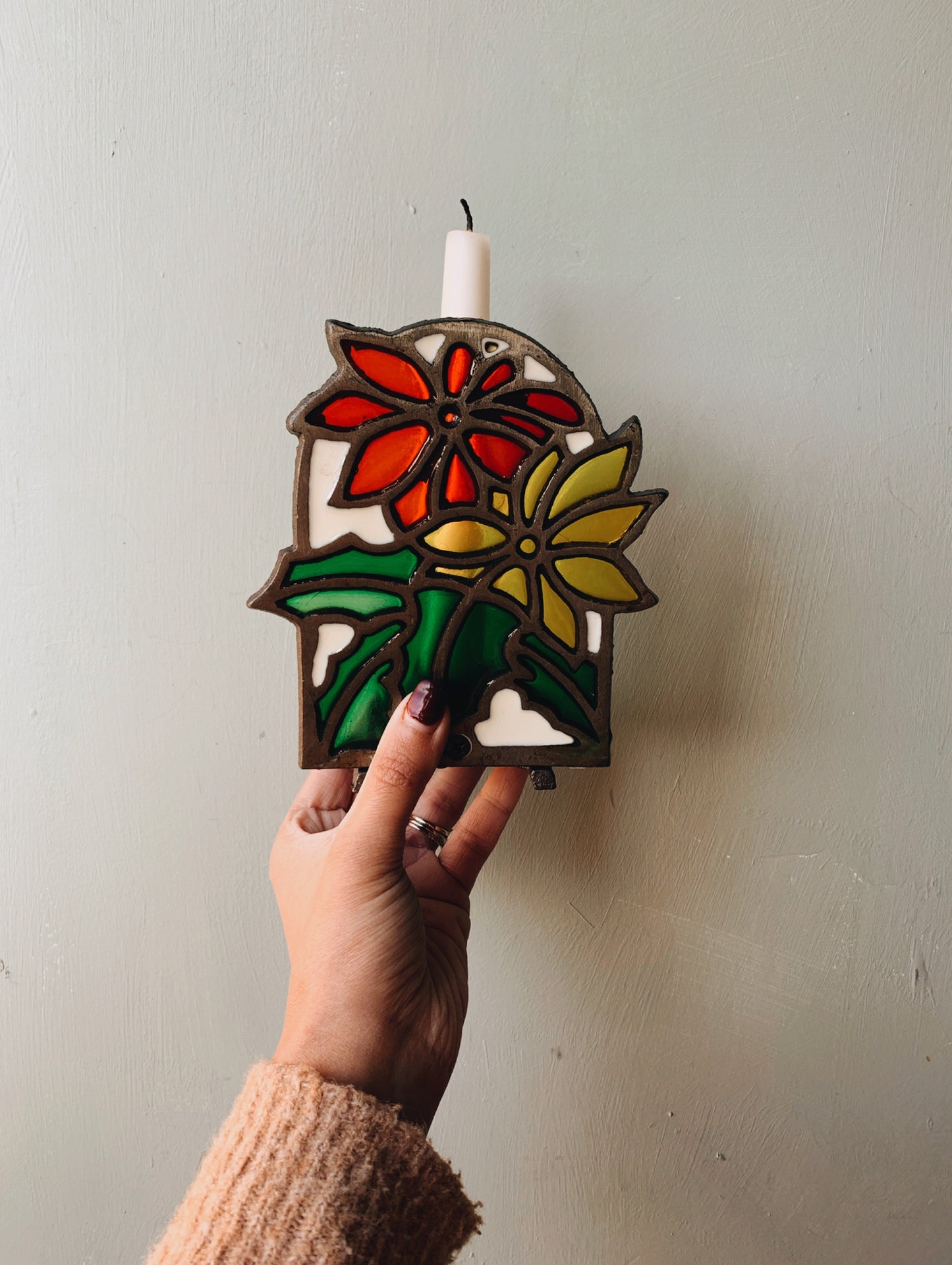 Festive Stained-glass Candle Holder