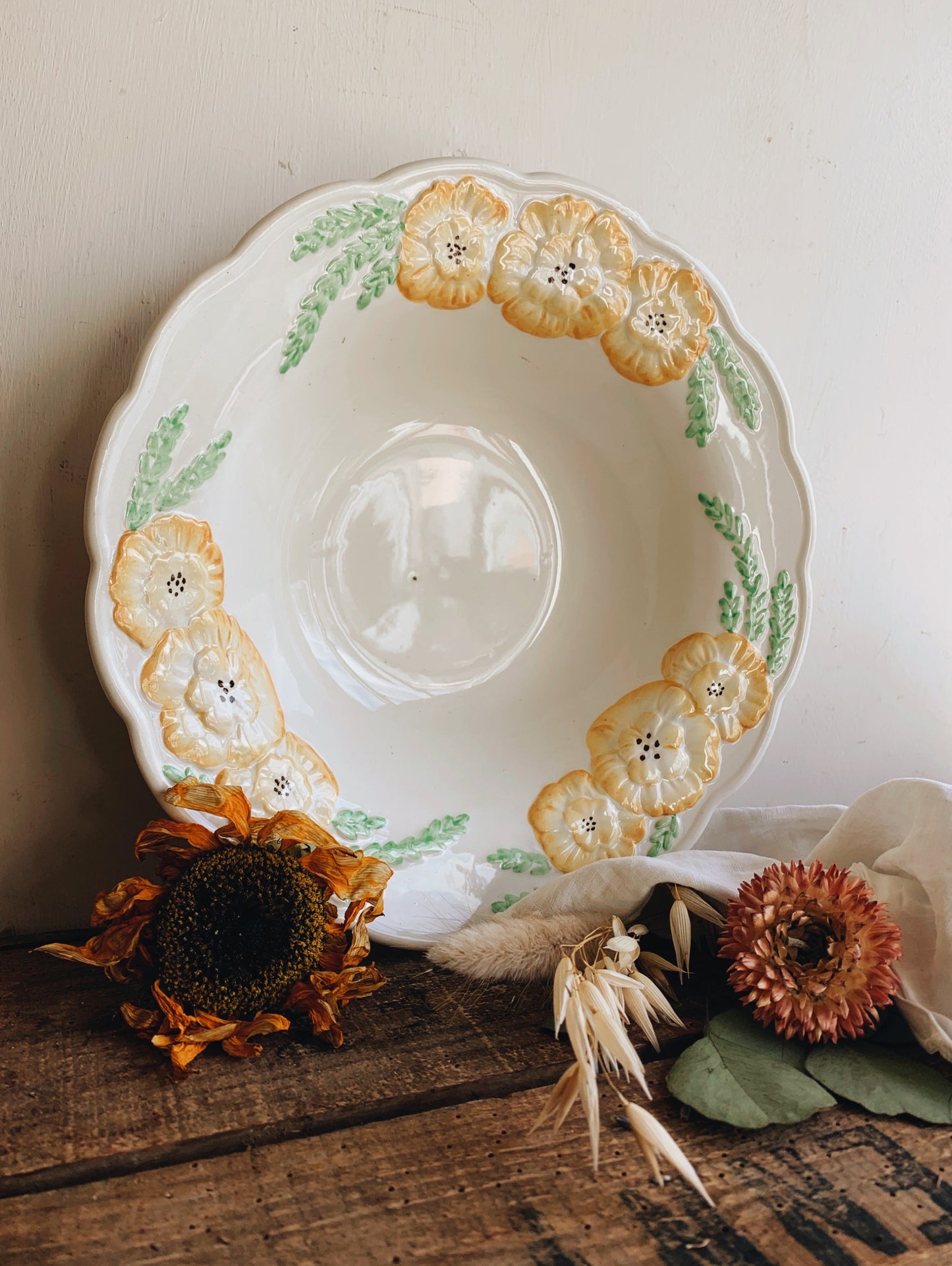 Vintage Floral Relief Bowl