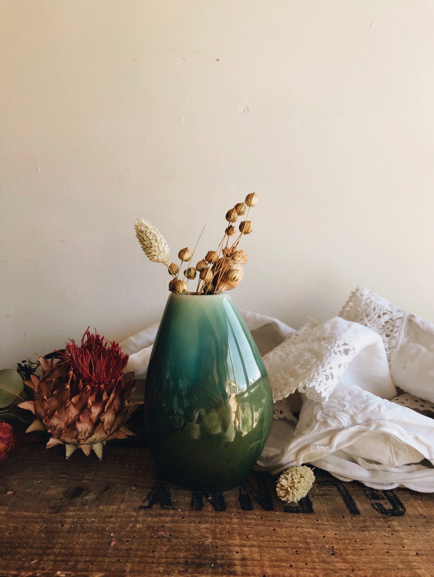 Vintage Green Posy Vase