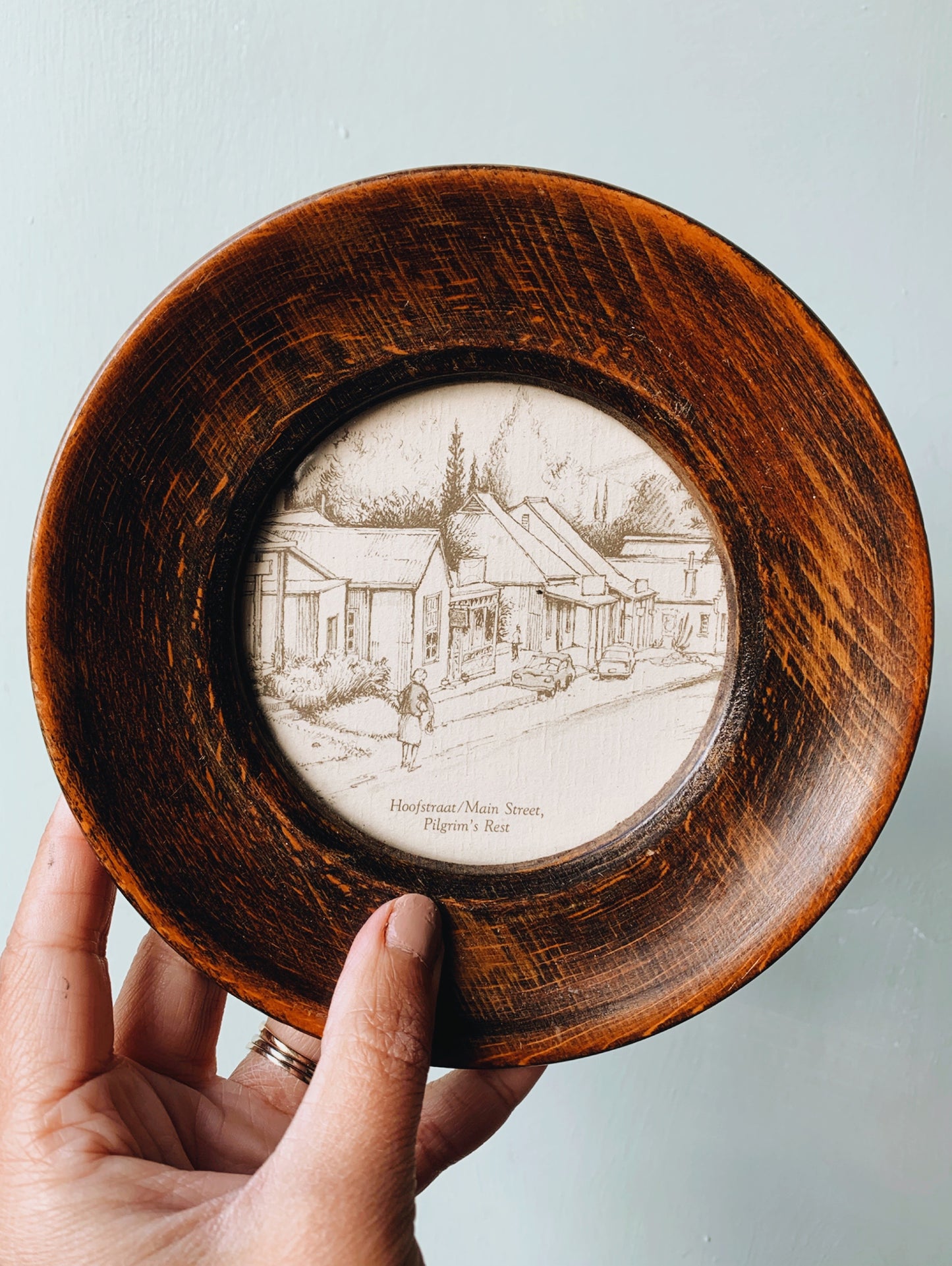 Vintage Hoofstraat / Main Street ~ Pilgrims Rest Illustration Plate Framed