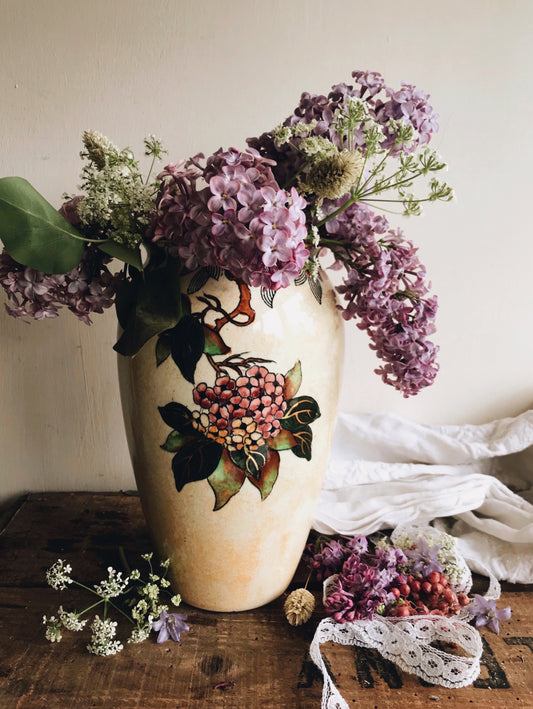 Antique Hydrangeas Art Deco Vase