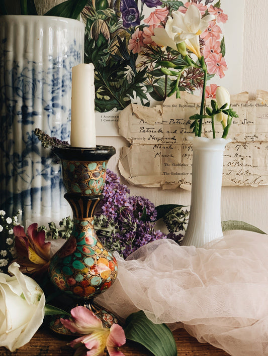 Vintage Kashmiri Candle Stick
