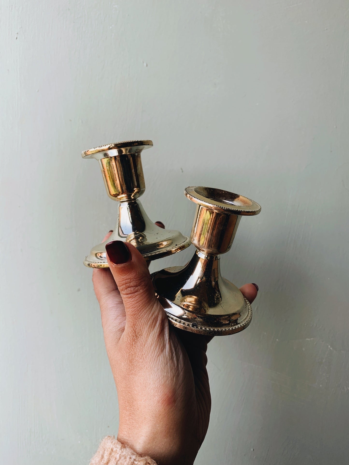 Two Silver (plated) Candle Holders